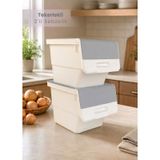 2 Li Gri Tekerlekli Sebzelik Patates Soğan Sepeti Modern Organizer Patateslik Basic Soğanlık 24 L Gri-beyaz
