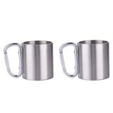2 li Karamina 180 ml. Çift Kat Çelik Kamp Bardağı Fincanı cin230