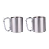 2 li Karamina Çift Kat Çelik Kamp Bardağı Fincanı cin230-2 180 ML Gri