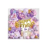 2 Li Kelebek Folyo Balonlu Happy Birthday Balon Zincir Doğum Günü Parti Seti Süsü