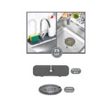 2 Li Lavabo Matı Ve Süzgeç Seti, Musluk Sünger Matı + Süzgeçli Banyo Küvet Evye Tıkacı Gider Kapağı Gri