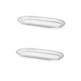 2 li Lüks Cam Servis Sunumluk Oval Kayık Tabak Love Seri 25*13cm