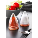 2 Li Lux Ahşap Altlıklı Piramit Modelli Tuzluk Biberlik Seti - Silikon Kapaklı Damla Baharatlık 80 Ml