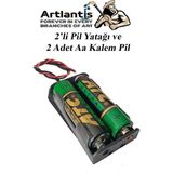 2 Li Pil Yatağı Deney 1 Adet ve 2 Adet 1.5V Pil 1 Paket Pil Yuvası Pil Kutusu Aa Kalem Kalın Pil 2x1,5 Volt Yaylı Pil Yuvası - 2x1,5v - Siyah - Standart