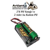 2 Li Pil Yatağı Deney 1 Adet Ve 2 Adet 1.5V Pil 1 Paket Pil Yuvası Pil Kutusu Aa Kalem Kalın Pil 2X1,5 Volt Yaylı Pil Yuvası