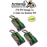 2 Li Pil Yatağı Deney 3 Adet ve 6 Adet 1.5V Pil 1 Paket Pil Yuvası Pil Kutusu Aa Kalem Kalın Pil 2x1,5 Volt Yaylı Pil Yuvası - 2x1,5v - Siyah - Standart