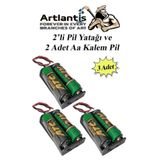 2 Li Pil Yatagi Deney 3 Adet Ve 6 Adet 1.5V Pil 1 Paket Pil Yuvasi Pil Kutusu Aa Kalem Kalin Pil 2X1,5 Volt Yayli Pil Yuvasi