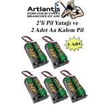 2 Li Pil Yatağı Deney 5 Adet ve 10 Adet 1.5V Pil 1 Paket Pil Yuvası Pil Kutusu Aa Kalem Kalın Pil 2x1,5 Volt Yaylı Pil Yuvası - 2x1,5v - Siyah - Standart