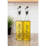 2 Li Şeffaf 750 ml Cam Yağdanlik Yağlık El Yazılı