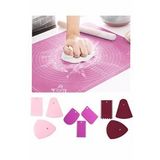 2 Li Set 45x65 Cm Silikon Hamur Açma Matı Ve