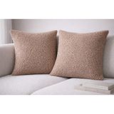 2 li set Esna home Dekoratif Kırlent Kılıfı, Krem, Puffy Kumaş, 45x45 cm, 2 Adet kahve bej