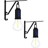 2 Li Set Güneş Enerjili LED Dış Mekan Lamba, Su Geçirmez, Ferforje Askılı, USB Type-C Şarjl�