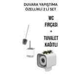 2 li set-Kendinden Yapışkanlı Tuvalet Kağıdı WC Kağıt Asacağı ve Banyo Lavabo Wc Temizleme Fırçası