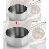 2 Li Set Paslanmaz Çelik Cezve Kaçerola Sütlük Sosluk Yumurta Haşlama Tavası 14 Cm+16 cm