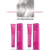 2 Li Set Premium 0.01 Yoğun Gümüş Gri - Kalıcı Krem Saç Boyası 2 x 50 G Tüp Nemere