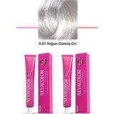 2 Li Set Premium 0.01 Yoğun Gümüş Gri - Kalıcı Krem Saç Boyası 2 x 50 G Tüp - Organik