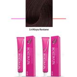 2 Li Set Premium 3.4 Koyu Kestane - Kalıcı Krem Saç Boyası 2 x 50 G Tüp Nemere
