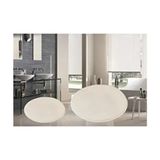 2 Li Yuvarlak Post Peluş Banyo Paspası Takımı Büyük Boy Jel Taban Klozet Takım Beyaz 100X100 80X80