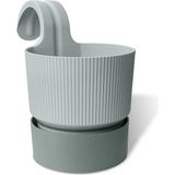 2 Litre Gri Iksora Tek Askılı Saksı Dekoratif Balkon Saksısı Tabaklı Mat Plastik Saksı