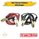 2 Metre 16 Mm² Kalınlık 6V/12/24V 600 Amper Akü Takviye Kablosu Araç Araba Oto Akümülatör Sarj Şarj