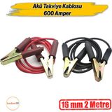 2 Metre 16Mm² Kalınlık 6V/12/24V 600 Amper Akü Takviye Kablosu Araç Araba Oto Akümülatör Sarj Şarj