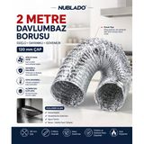 2 Metre Davlumbaz Borusu 120 Mm Çap Esnek Alüminyum Havalandırma Ve Aspiratör Tahliye Hortumu