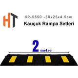 2 Metre Kauçuk Rampa, Otopark Rampası, Kaldırım Rampası 25 x 50 x 4,5 cm - 001-Renkli - 25 x 50 x 4 cm