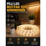2 Metre Pilli LED Şerit Işık Günışığı 9V Yapışkanlı Mutfak Tezgah Altı Raf Ayna Işığı (Pil Dahil)