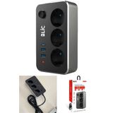 2 Metre Siyah Uzatma Kablosu Akım Ve Çocuk Korumalı 3 Priz 2 Usb 1 Type-C Girişli Grup Priz
