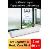 2 Metre X 60 Cm Uv Engelleyici Buzlu Cam Filmi İç Göstermeyen Güneş Engelleyen Yapışkan Banyo Ofis Vitrin