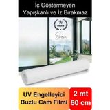 2 Metre x 60 cm Uv Engelleyici Buzlu Cam Filmi İç Göstermeyen Güneş Engelleyen Yapışkan Banyo Ofis