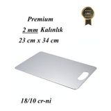 2 Mm Paslanmaz Çelik / Metal Kesme Tahtası 304 Kalite 23x34 Cm 18/10 Cr-ni Gümüş