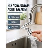 2 Modlu 1080° Dönebilen Musluk Başlığı Esnek 3 Eklemli Hareketli Tasarım - Çok Renkli