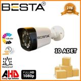 2 Mp 1080P 8 Atom Warm LED Bullet Ahd Güvenlik Kamerası 10 Adet Koli