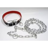 2 mt Zincir Tam Set 60CM Hakiki Deri Köpek Tasması Boyun Çapı 12-17CM Iç Yapısı Yumuşak Süper Rahat