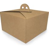 2 No Oluklu Kraft Renk Saplı Turta Kutusu 24.3X24.3X13 cm - 200 Adet