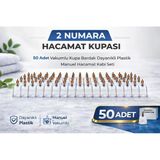 2 Numara Hacamat Kupası 50 Adet Vakumlu Kupa Bardak Dayanıklı Plastik Manuel Hacamat Kabı