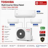 2 Oda 1 Salon Midi Toshiba Multi Inverter Duvar Tipi Klima Paketi (4m) - 4M MULTİ