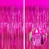 2 Paket 3,3 x 8,2 Metre Sıcak Pembe Tinsel Folyo Saçak Zemin Perdeleri Metalik Flamalar Parti Süslemeleri Fotoğraf Kabini Sahne Doğum Günü Kız Düğün Nişan Bekarlığa Veda Tatil Kutlaması için