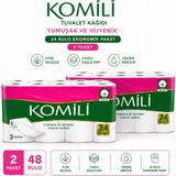 2 Paket Komili Tuvalet Kağıdı 24 Rulo 3 Katlı Yumuşak ve Dayanıklı Ekonomik Paket