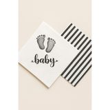 2 Paket Siyah Baby -Siyah Beyaz Çizgi Desenli Peçete