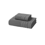 2 Parça Banyo Havlusu Seti Pamuklu Sude 70x140 + 50x85 Cm (Antrasit)