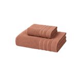 2 Parça Banyo Havlusu Seti Pamuklu Sude 70x140 + 50x85 Cm (Kiremit)