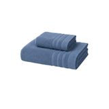 2 Parça Banyo Havlusu Seti Pamuklu Sude 70x140 + 50x85 Cm (Mavi)