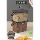 2 Parça Deterjan , Un Ve Bakliyat Saklama Kabı-erzak Saklama Kutusu Platin 2 X 4 Lt Antrasit