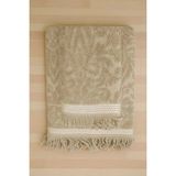 2 Parça Jakarlı Banyo Havlu Takımı %100 Pamuklu 90X150 cm Arden Bej - 90 x 170 cm