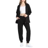 2 Parça Kadın Eşofman Takımı, Fermuarlı Kapüşonlu Sweatshirt ve Jogger Pantolon, Siyah, S Beden (Siyah, M)
