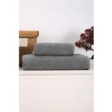 2 Parça Kadın/Erkek Banyo Duş Hamam Havlu Seti 90x150 Cm%100 Pamuklu Gri