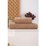 2 Parça Kadın/Erkek Banyo Duş Hamam Havlu Seti 90x150 Cm%100 Pamuklu Kahverengi