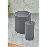 2 Parça Yuvarlak Banyo Seti - Çöp Kovası Wc Fırçası Set - Gri